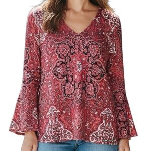 Exclusive Women's Size XL Red Paisley Top